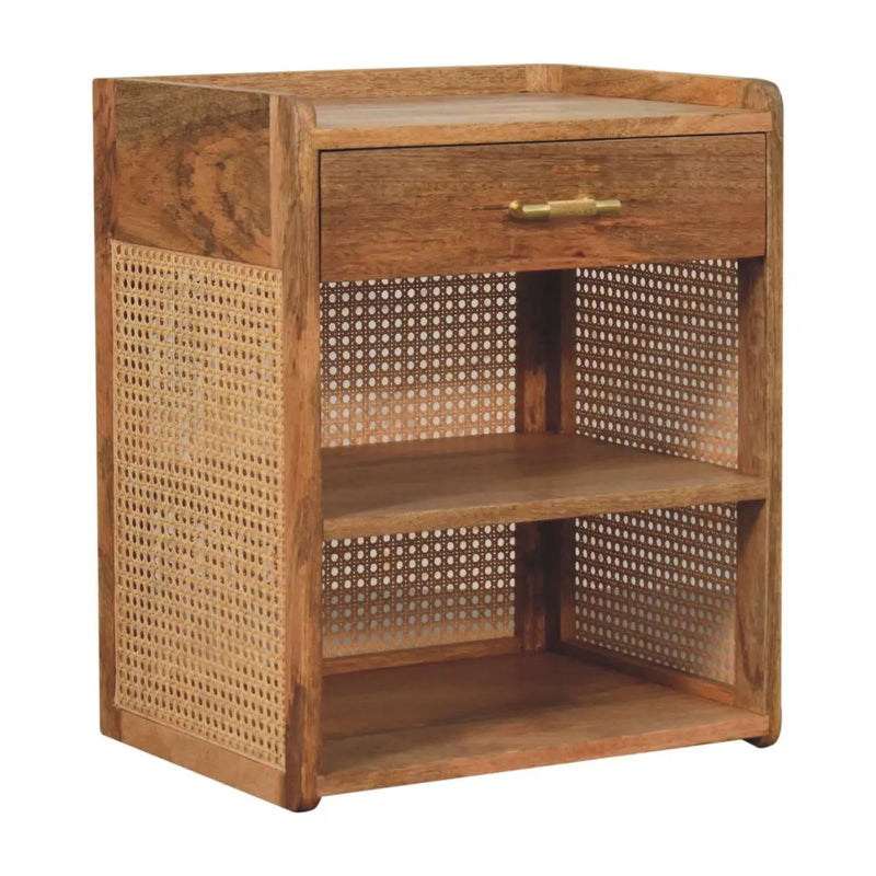 Larissa - T Bar Open Bedside Table - Oak by Unique Piece Furniture
