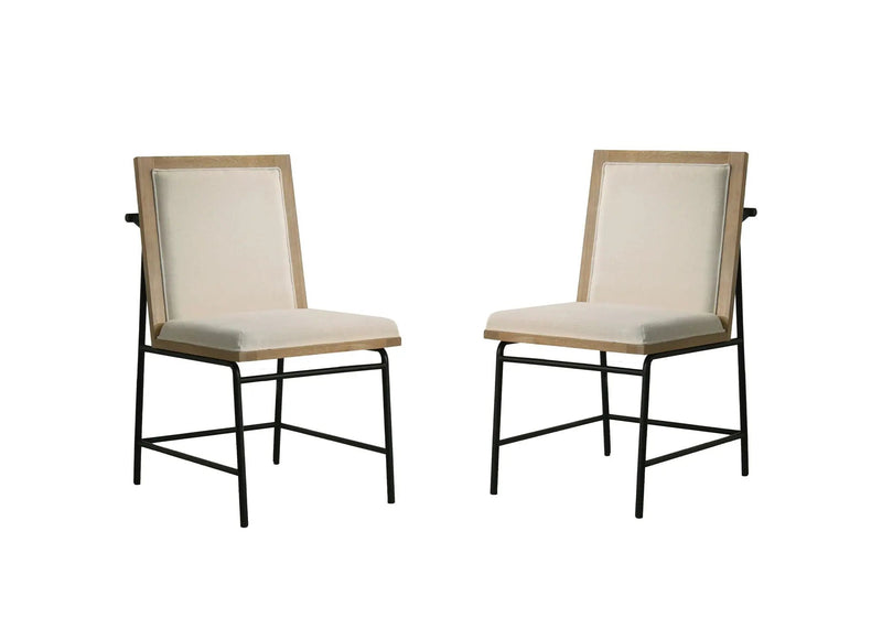 Tate - Round Dining Table With Cream Color Upholstered Chairs (Set of 5) - Oak Finish by Unique Piece Furniture