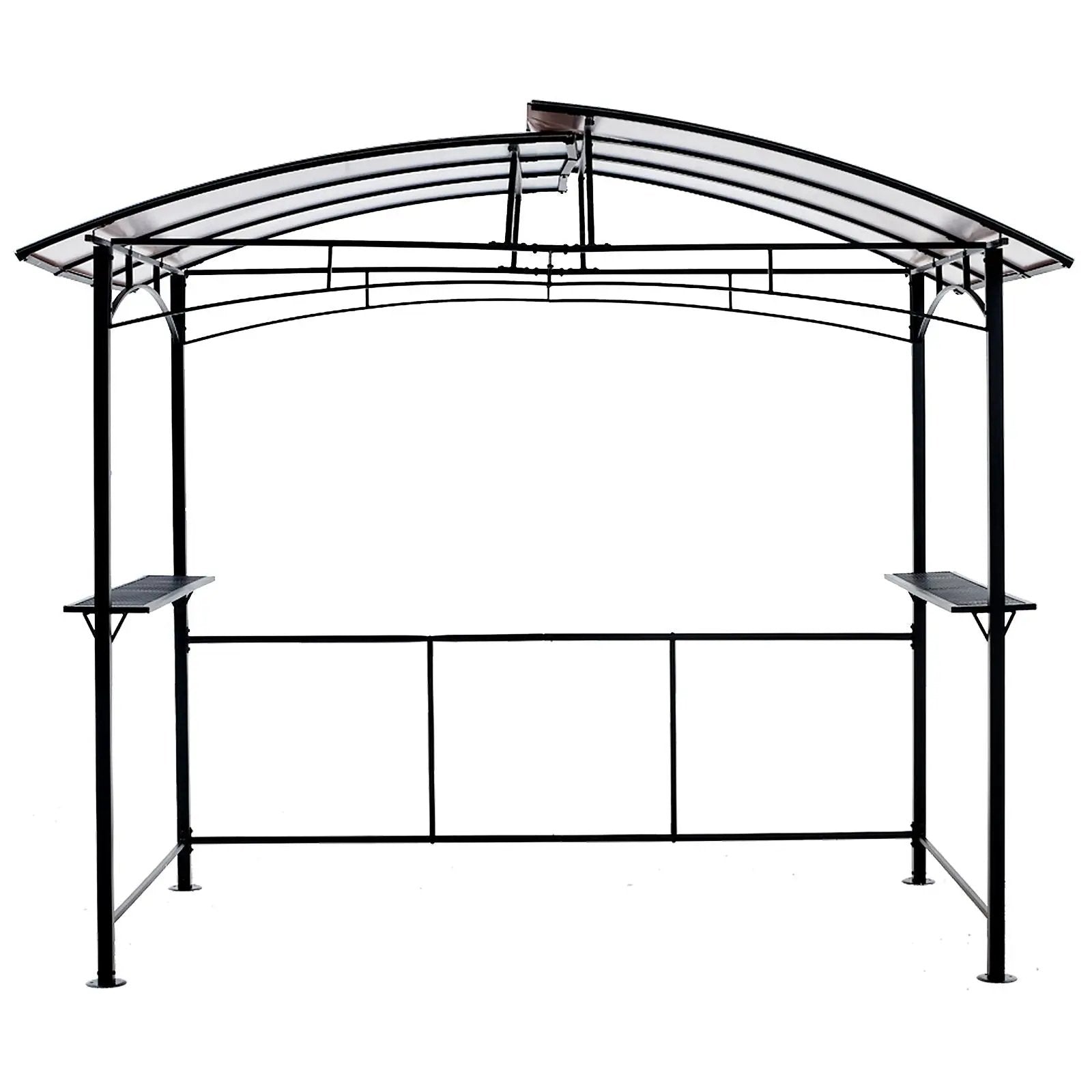 Grill Gazebo 8X5Ft, Outdoor Patio Canopy, Bbq Shelter With Steel Hardtop And Side Shelves - Black by HouseOfZazla