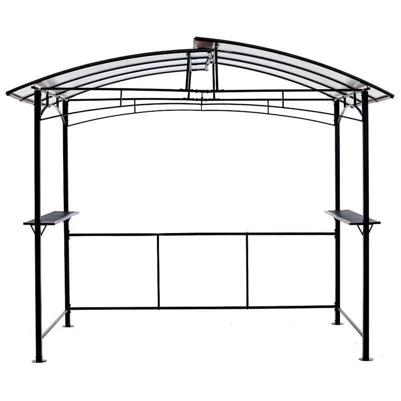 Grill Gazebo 8X5Ft, Outdoor Patio Canopy, Bbq Shelter With Steel Hardtop And Side Shelves - Black by HouseOfZazla