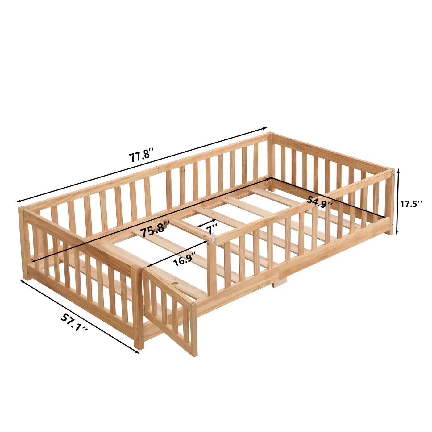 Solid Floor Bed With Door And Fence For Children by HouseOfZazla