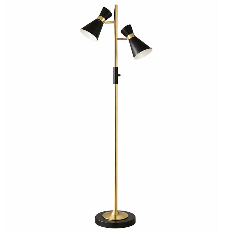 Axis - Floor Lamp With 4 Way Switch Double Spots With Base - Black / Gold by Unique Piece Furniture