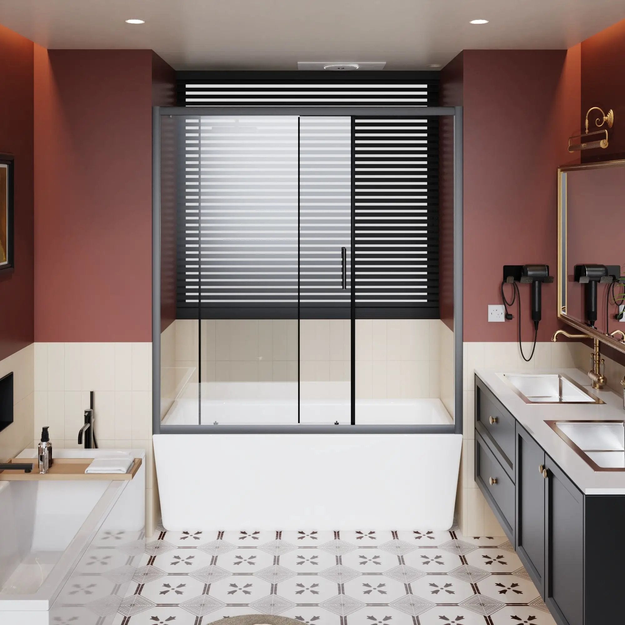 Sliding Shower Door For Bathtub - Matt Black by HouseOfZazla
