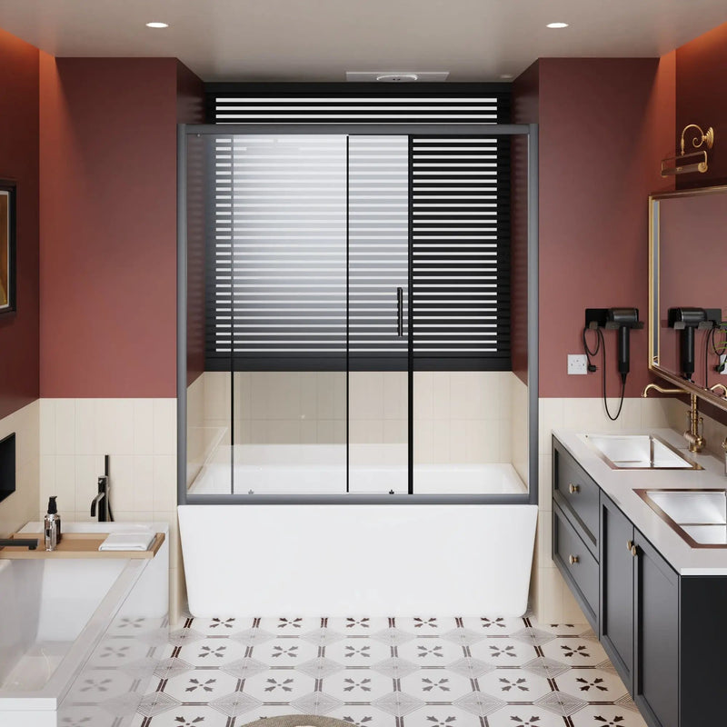 Sliding Shower Door For Bathtub - Matt Black by HouseOfZazla