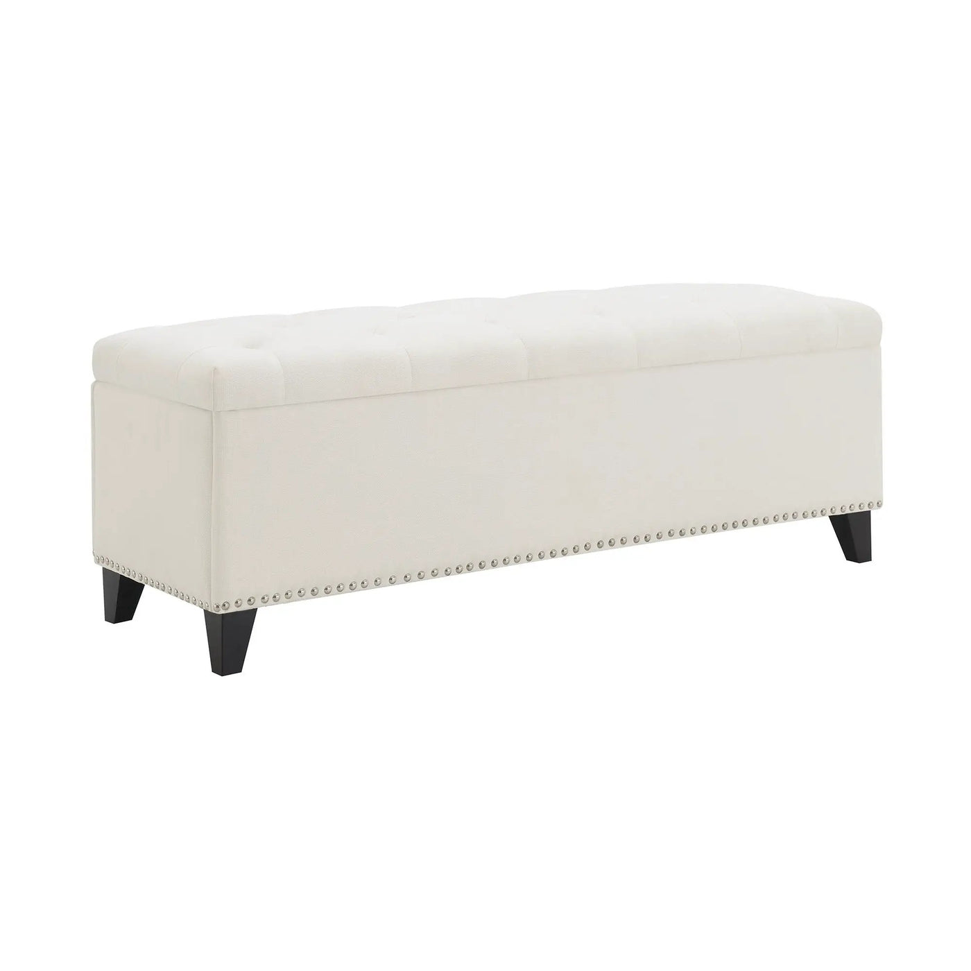 Button-Tufted Storage Ottoman With Safety Close Hinge by HouseOfZazla