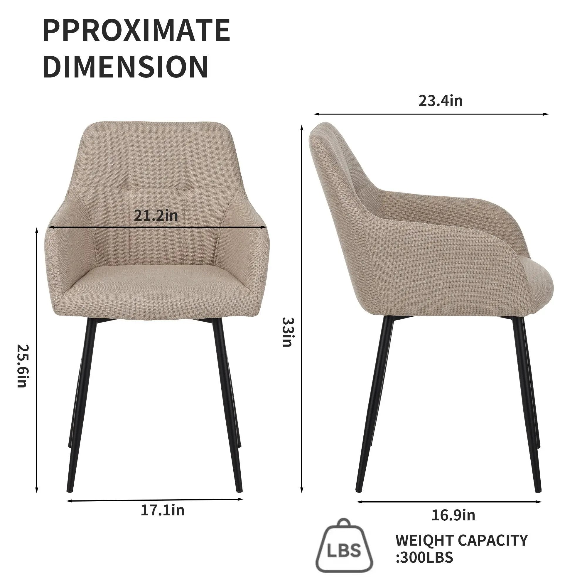 Dining Chair With Backrest And Wide Seat (Set of 2) - Beige by HouseOfZazla