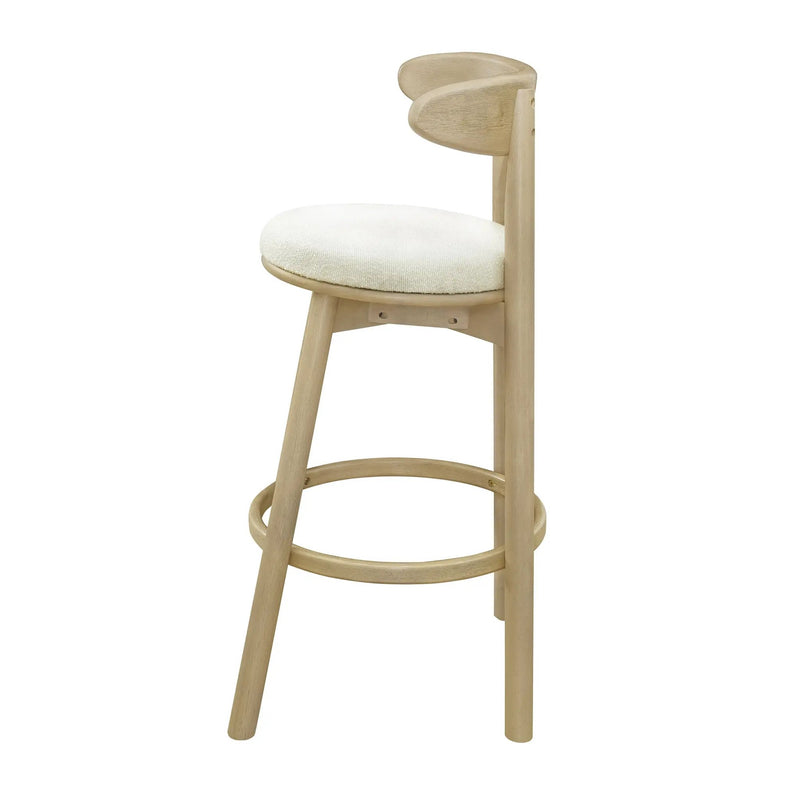 Round Cushion Bar Stools (Natural Ash + Beige) by HouseOfZazla