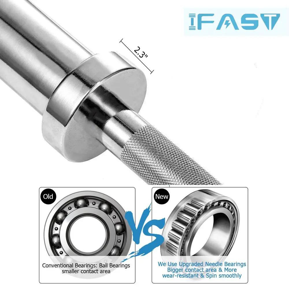 Barbell Bar For 2" Olympic Plates, Home Gym Weightlifting Bar 4Ft Solid Chrome Weight Bar 5Ft Fitness Training Curl Barbell 7.2Ft - Silver by HouseOfZazla