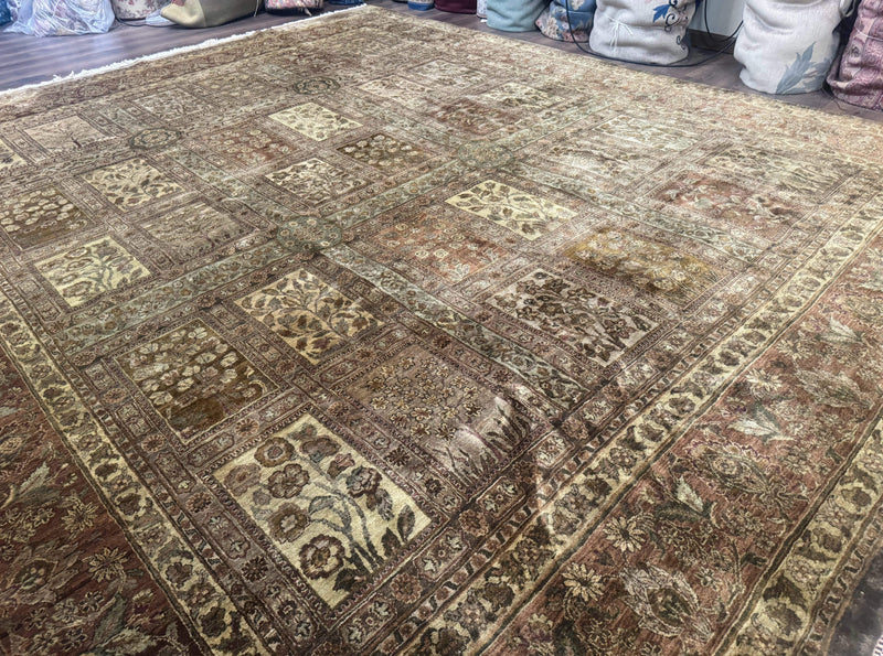 Large Indian Wool Rug 12x14, Wool Handmade Panel Design Carpet, Traditional, Palace Size by Jewel Rugs