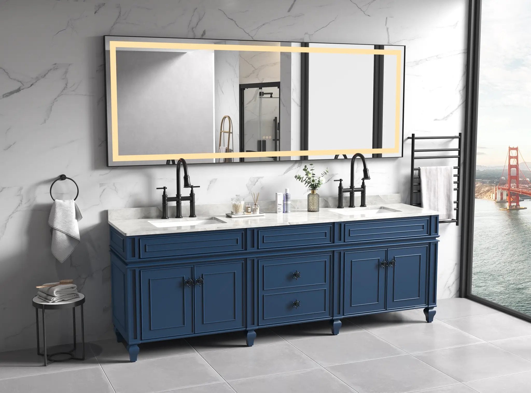 118 x 36 Inch LED Bathroom Mirror with Aluminum Frame by HouseOfZazla