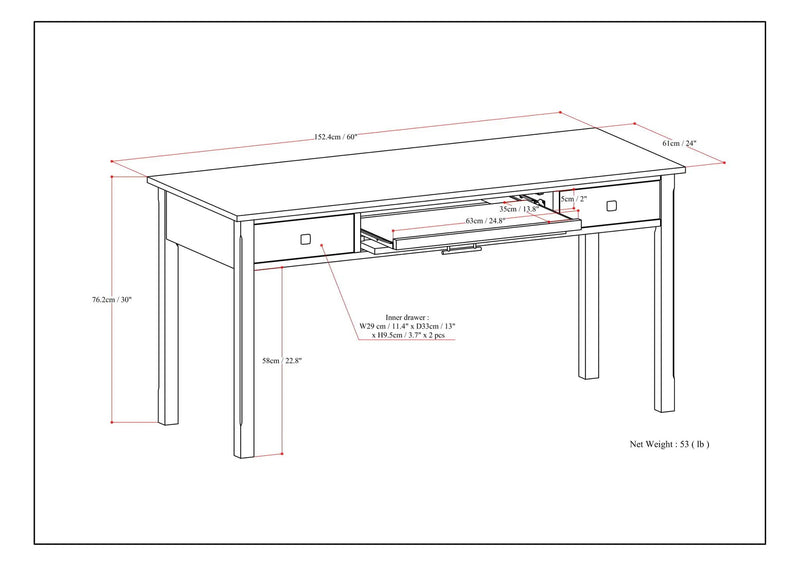 Avalon - Large Desk - Tobacco Brown by Unique Piece Furniture