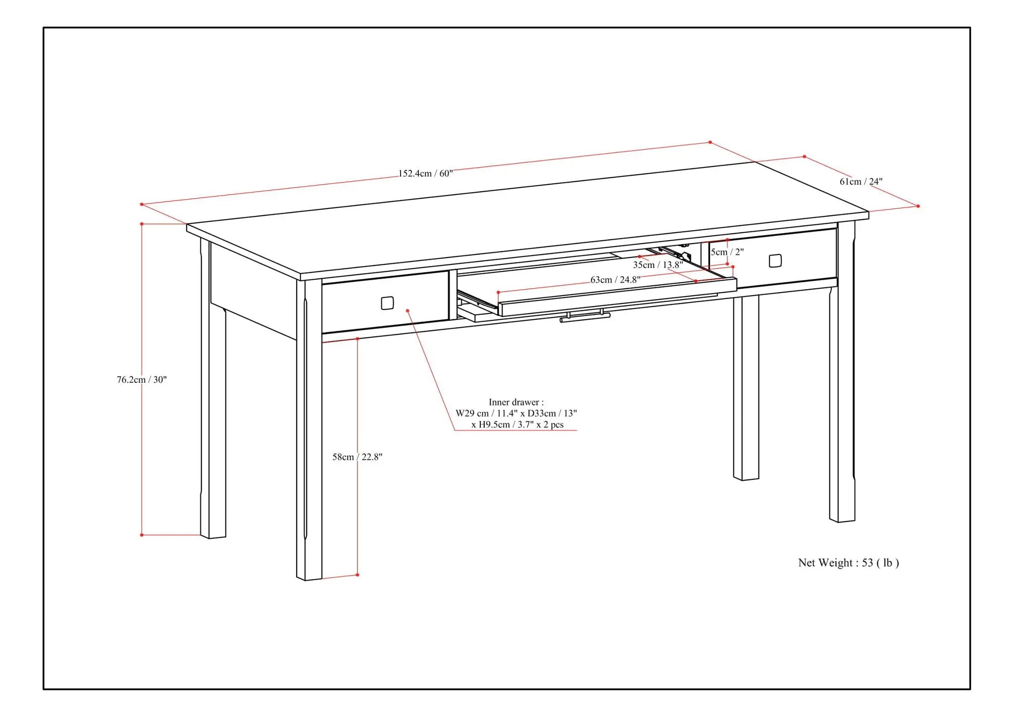 Avalon - Large Desk - Tobacco Brown by HouseOfZazla