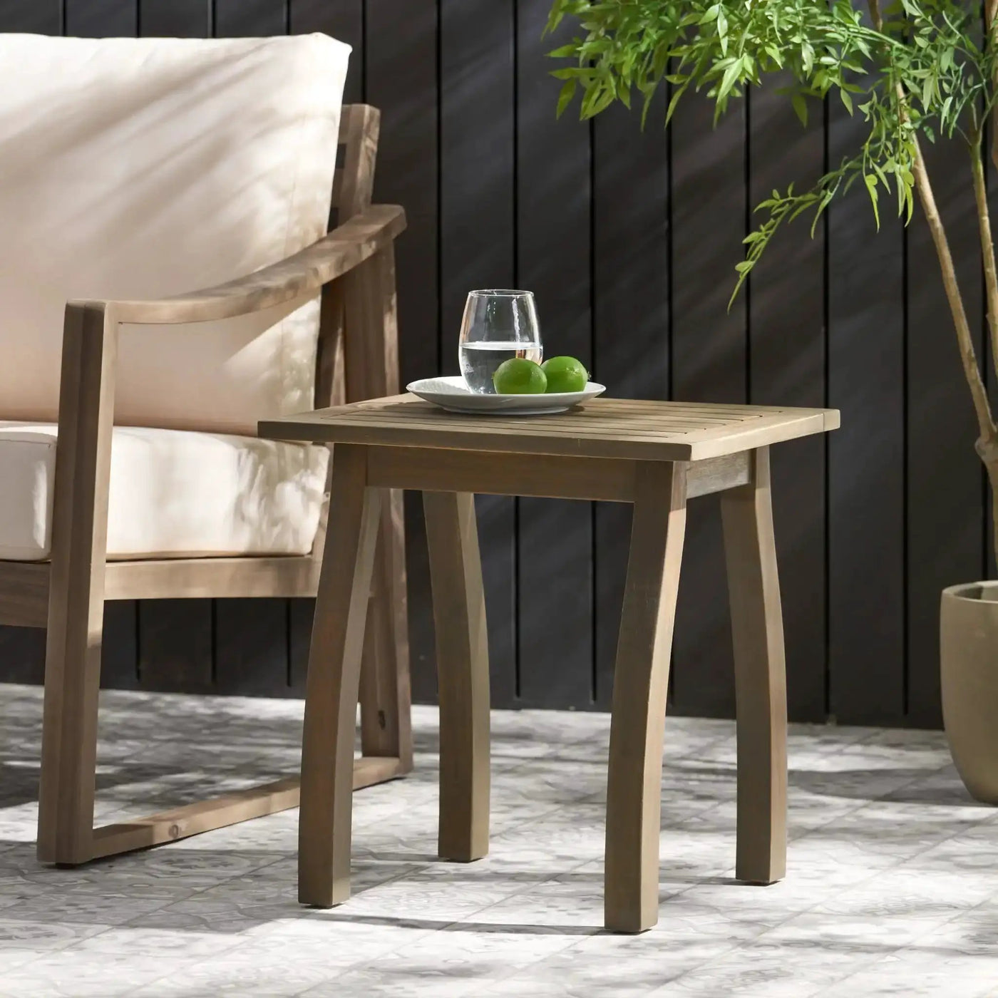 Kinesis Outdoor Side Table With Slatted Top and Wood Frame by HouseOfZazla