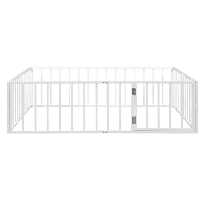 Metal Floor Bed Frame With Fence And Door by HouseOfZazla