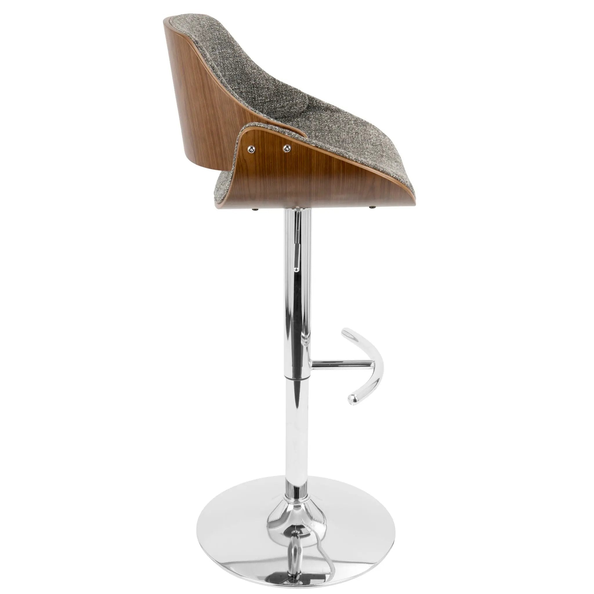 Fabrizzi - Mid Century Modern Adjustable Barstool With Swivel With Rounded T Footrest (Set of 3) by Unique Piece Furniture