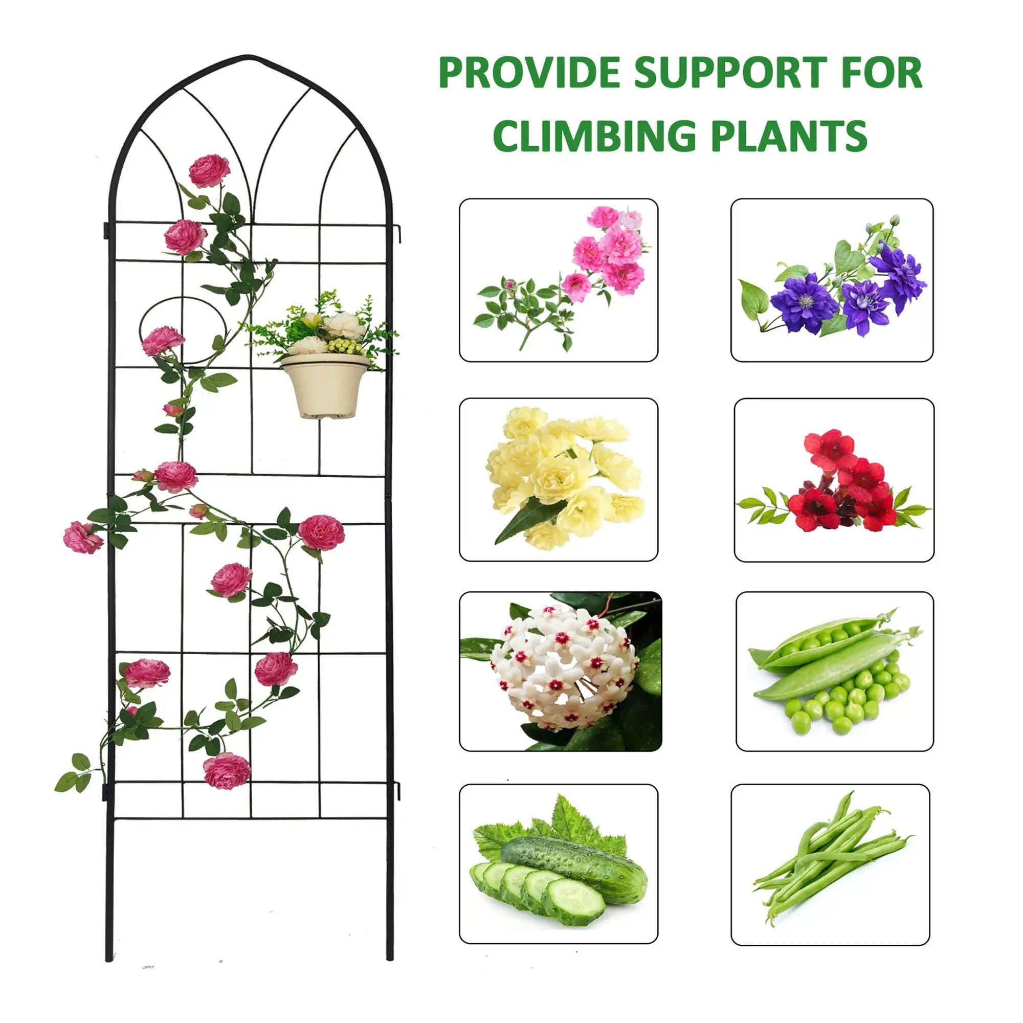 Metal Garden Trellis Rustproof Trellis For Climbing Plant, Outdoor Flower Support by HouseOfZazla