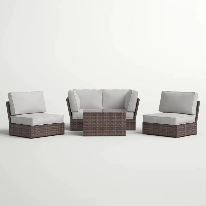 Comfortable Modern Patio Rattan Sectional Set With Cushions by Unique Piece Furniture