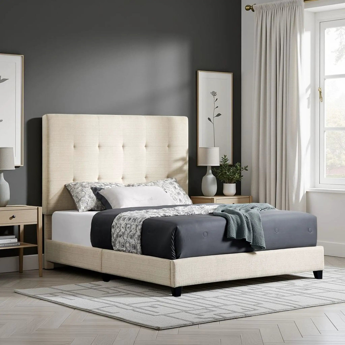 Tufted Upholstered Headboard Platform Bed by Unique Piece Furniture