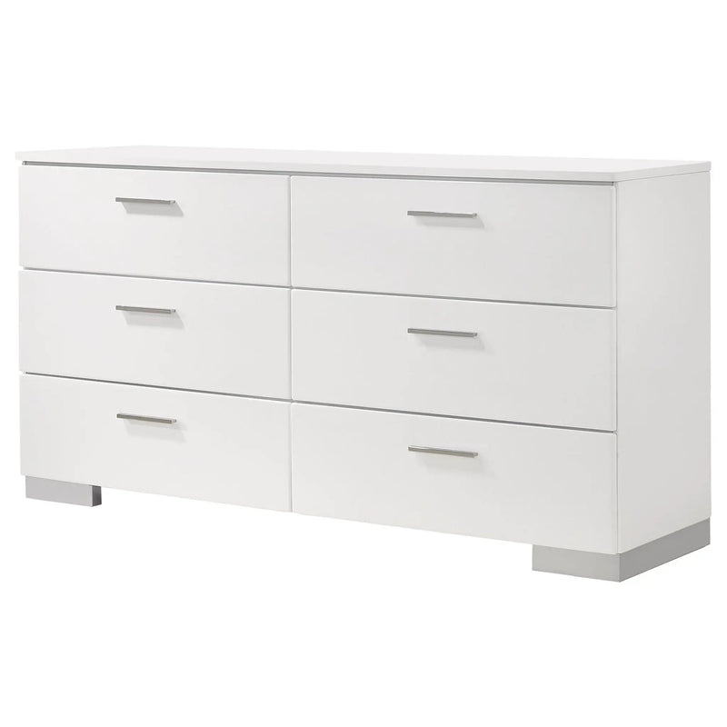 Felicity 6-drawer Dresser White High Gloss by Unique Piece Furniture
