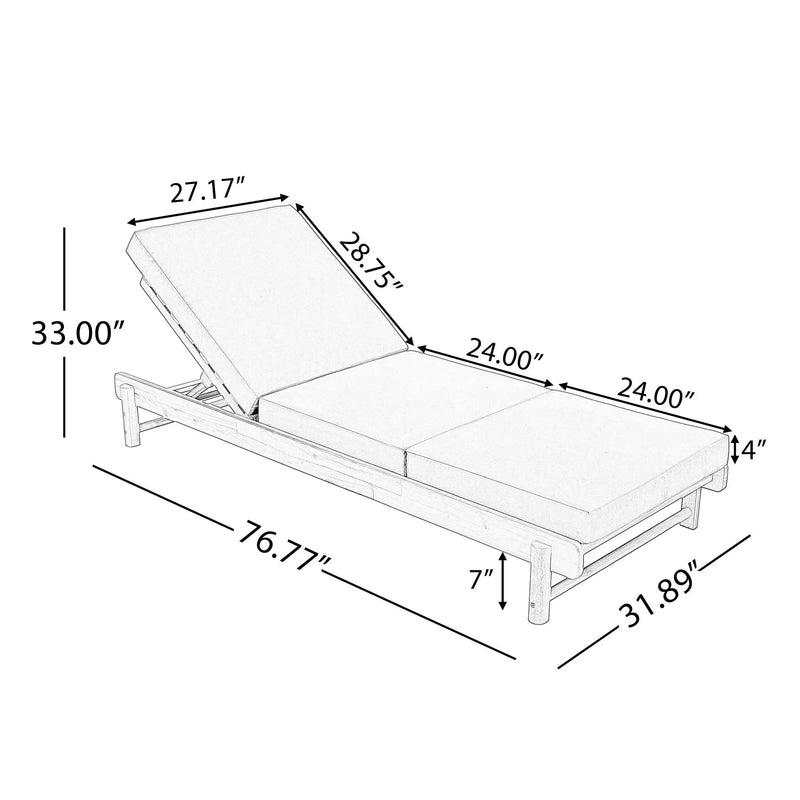 Light Teak Acacia Wood Chaise Lounge Set by HouseOfZazla