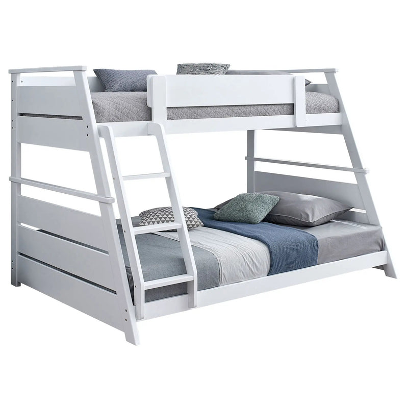 Holden Wood Veneer Twin Over Full Bunk Bed White by Unique Piece Furniture