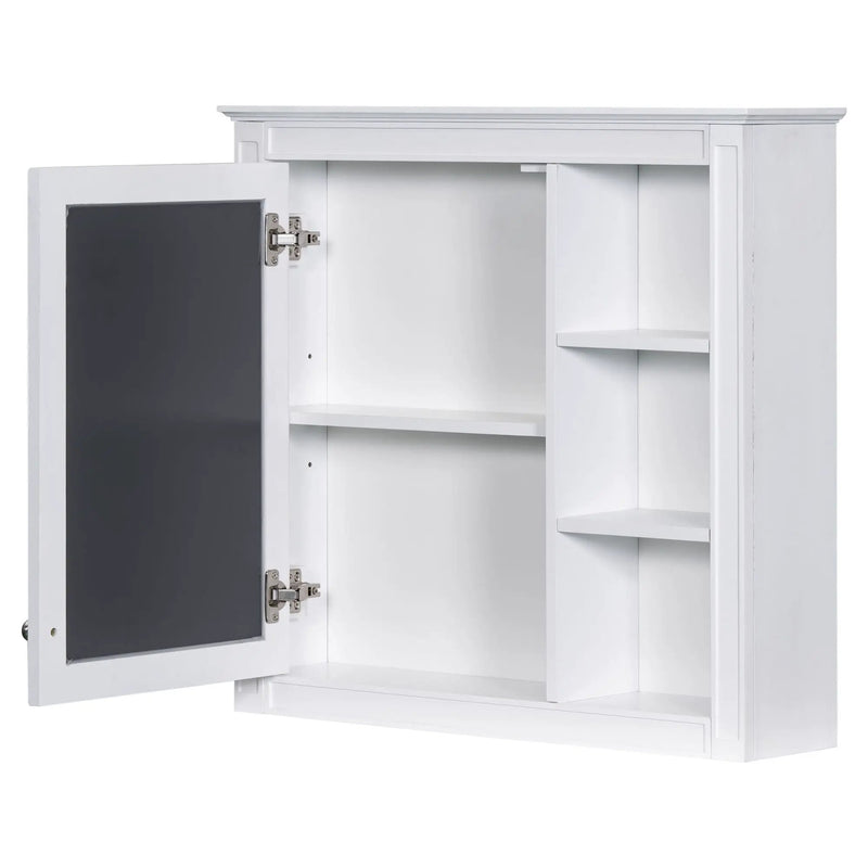Bathroom Vanity With Medicine Cabinet, Royal Mirror Cabinet, Modern Bathroom Storage Cabinet With 2 Soft Closing Doors And 4 Drawers by HouseOfZazla