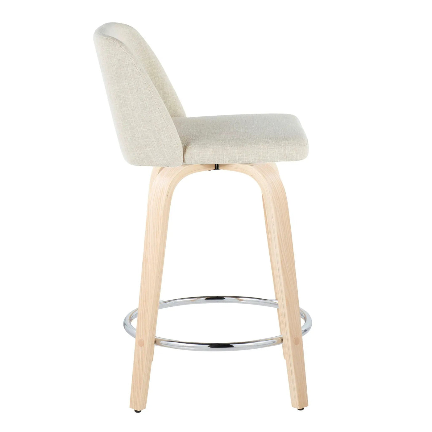 Toriano - Contemporary Fixed Height Counter Stool Swivel With Round Footrest (Set of 2) by HouseOfZazla
