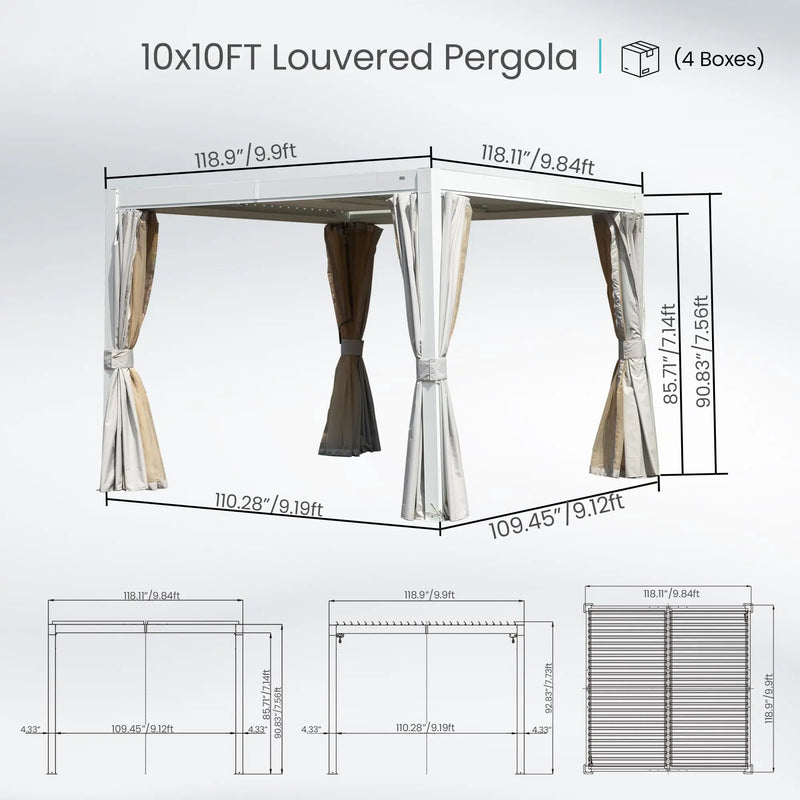 10x10 FT Outdoor Louvered Pergola with Adjustable Louvers by HouseOfZazla