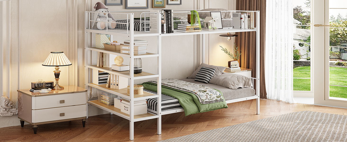 Bunk Bed With 5 Tier Shelves by HouseOfZazla