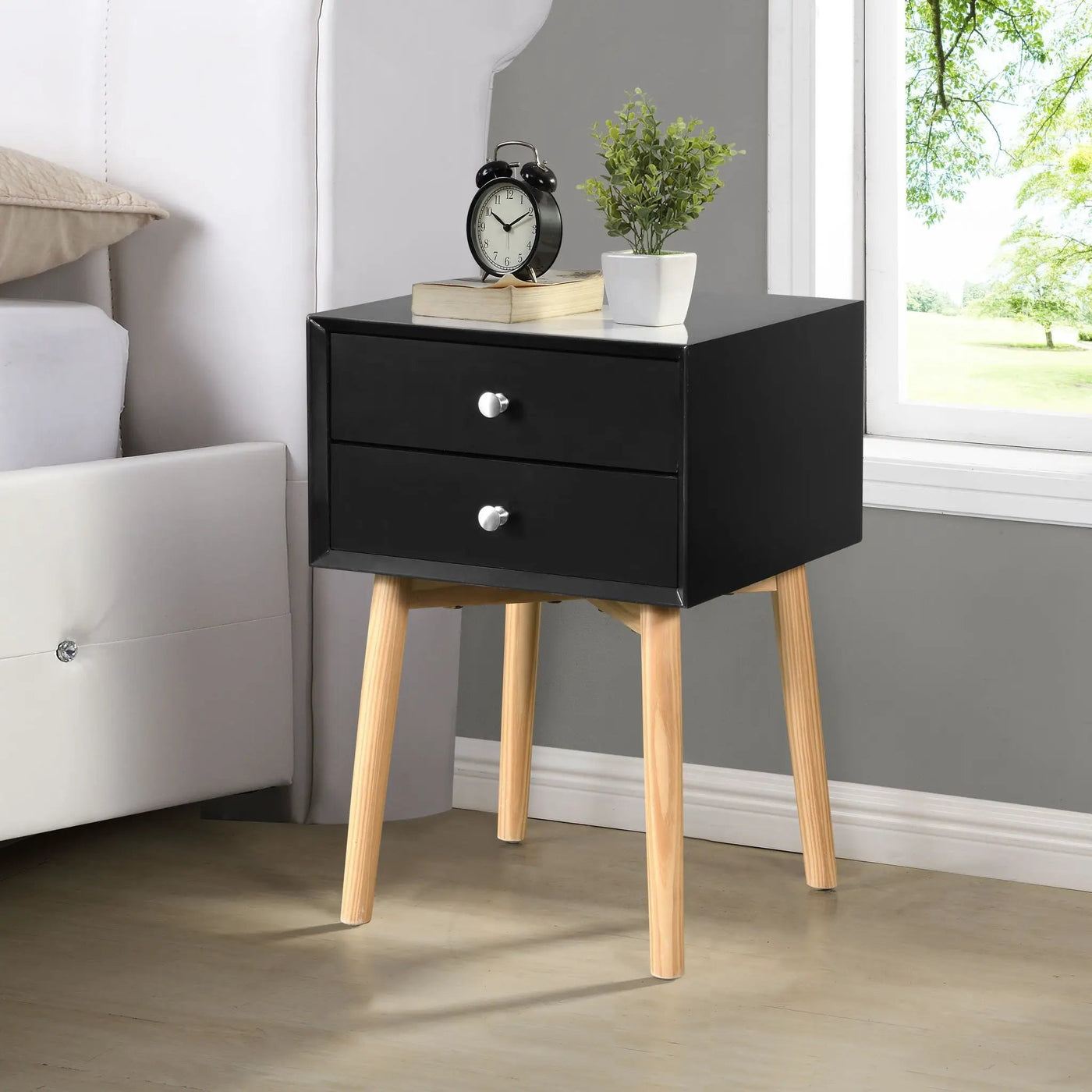 Side Table With 2 Drawer, Mid-Century Modern Storage Cabinet For Bedroom by Unique Piece Furniture