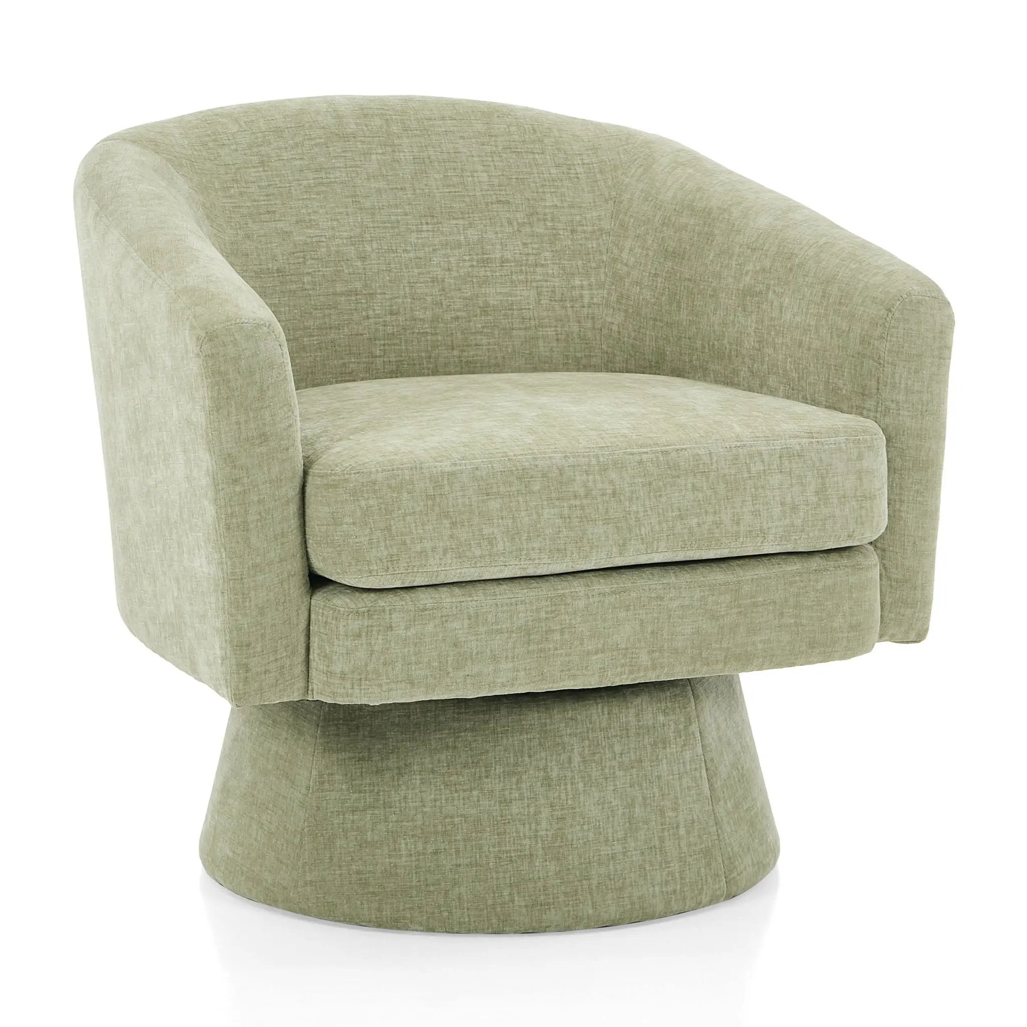 Swivel Barrel Chair With Cushioning For Living Room & Office, 360° Rotating - Green by HouseOfZazla