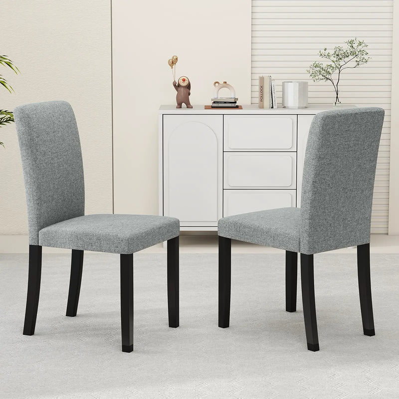 Dining Chair Set of 2 Mid-Century Modern Chairs with Rubber Wood Legs-Gray by DirectDeals