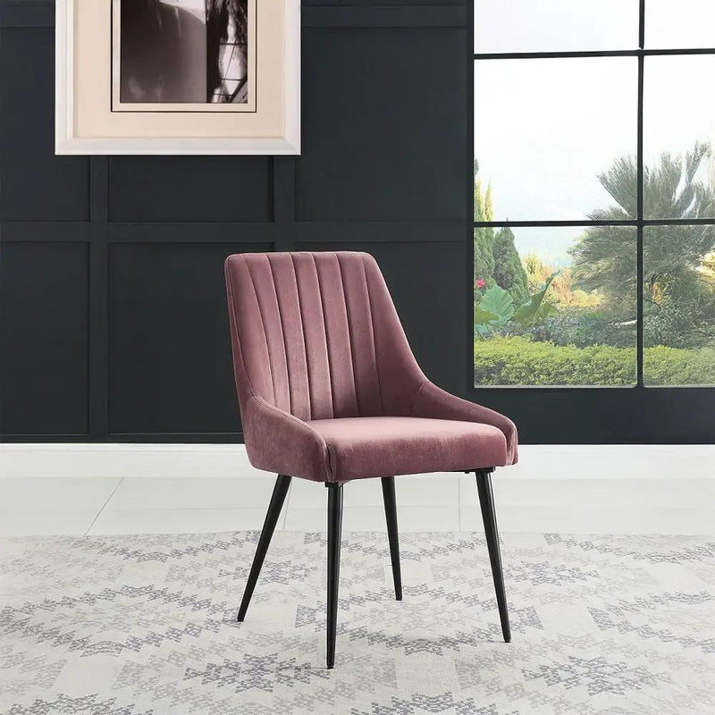 Riley - Side Chair (Set of 2) - Pink Fabric & Black by Unique Piece Furniture