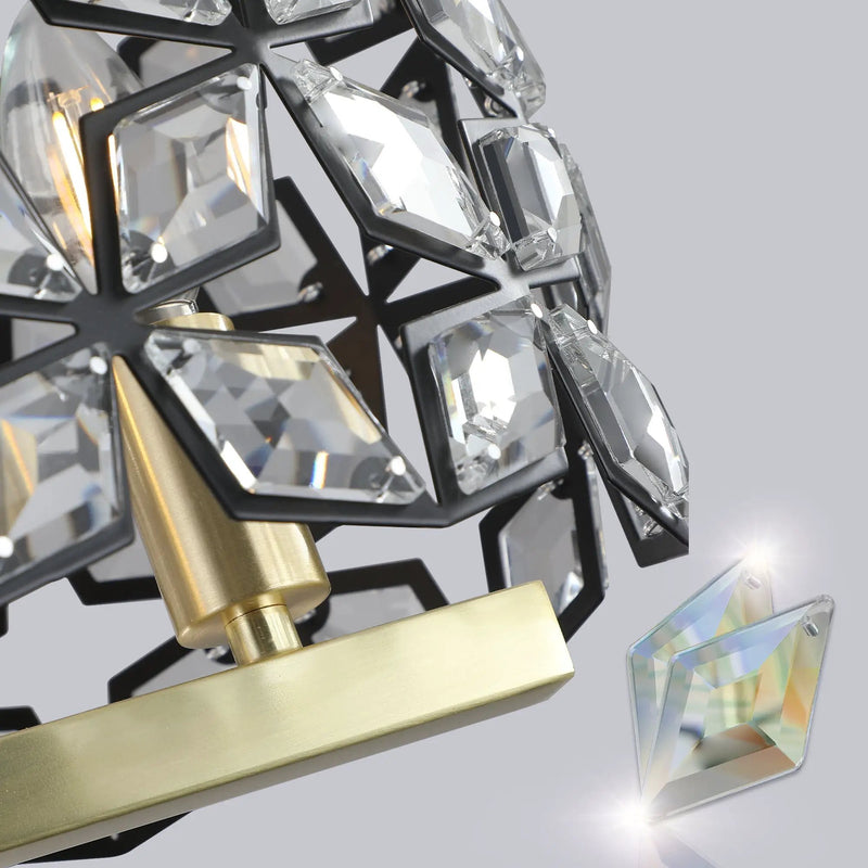 39" Contemporary Crystal and Black-Gold Pendant Chandelier by HouseOfZazla