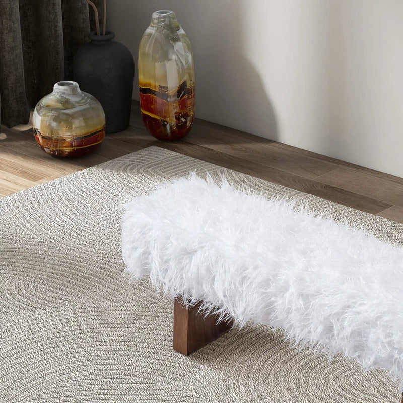 Henley - Fur Bench - White Khaki by Unique Piece Furniture
