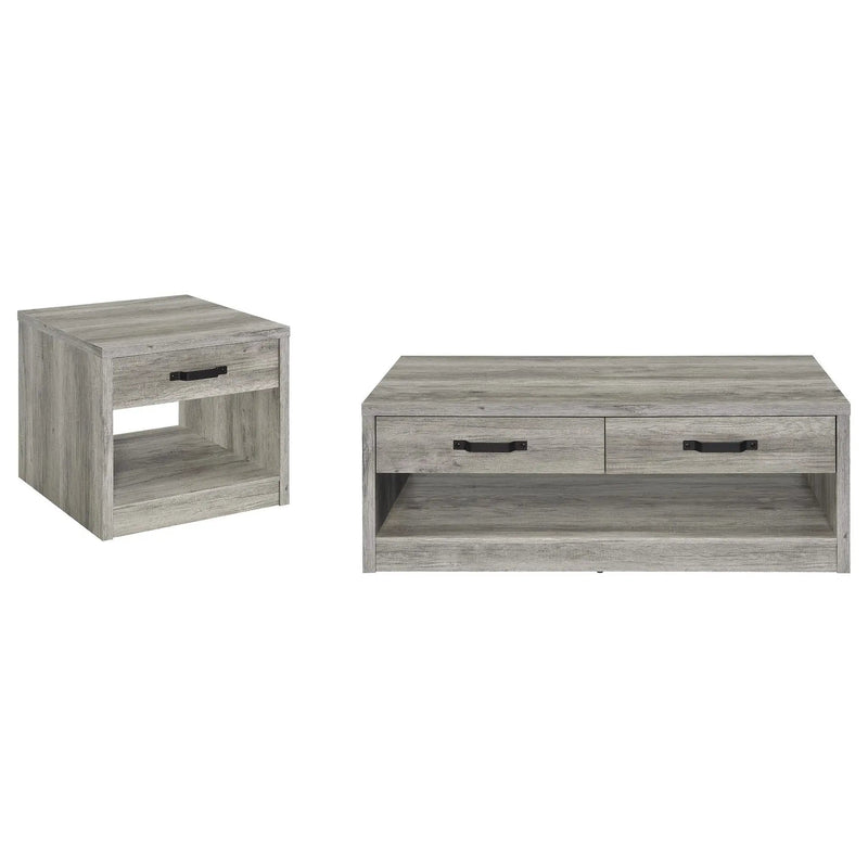 Nuberg - 2 Piece And End Table Set With Storage Drawers - Gray by HouseOfZazla