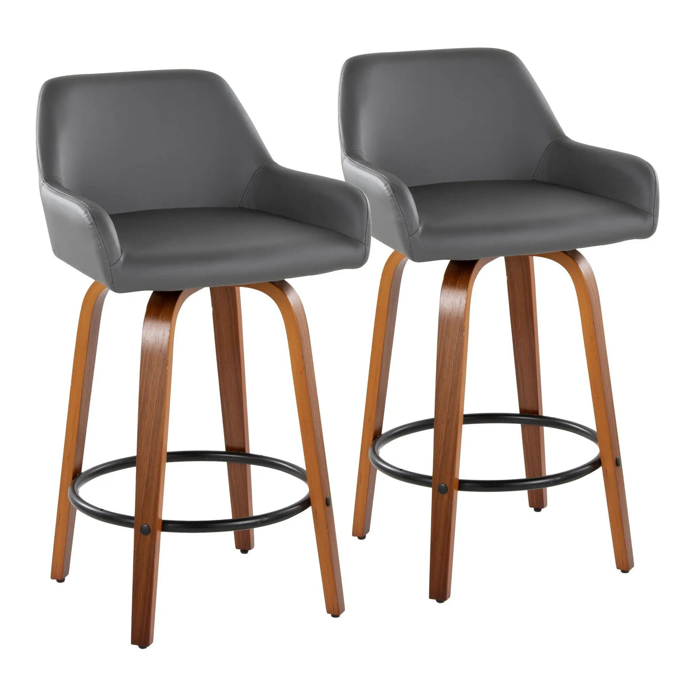 Daniella - Contemporary Fixed Height Counter Stool With Swivel With Round Footrest (Set of 2) by HouseOfZazla