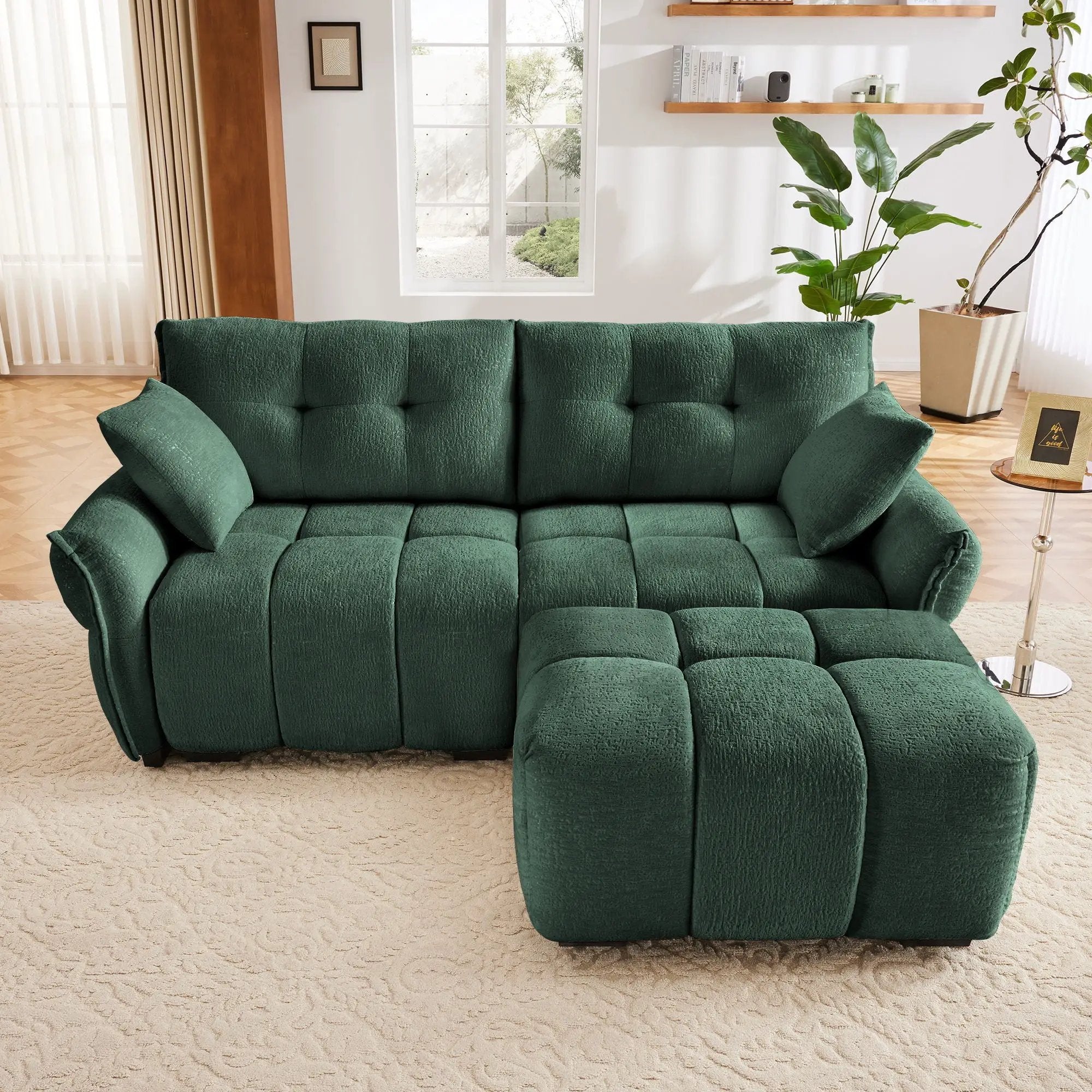 Sofa Set With Ottoman And Pillows, Textured, High Resilience Cushions by Unique Piece Furniture