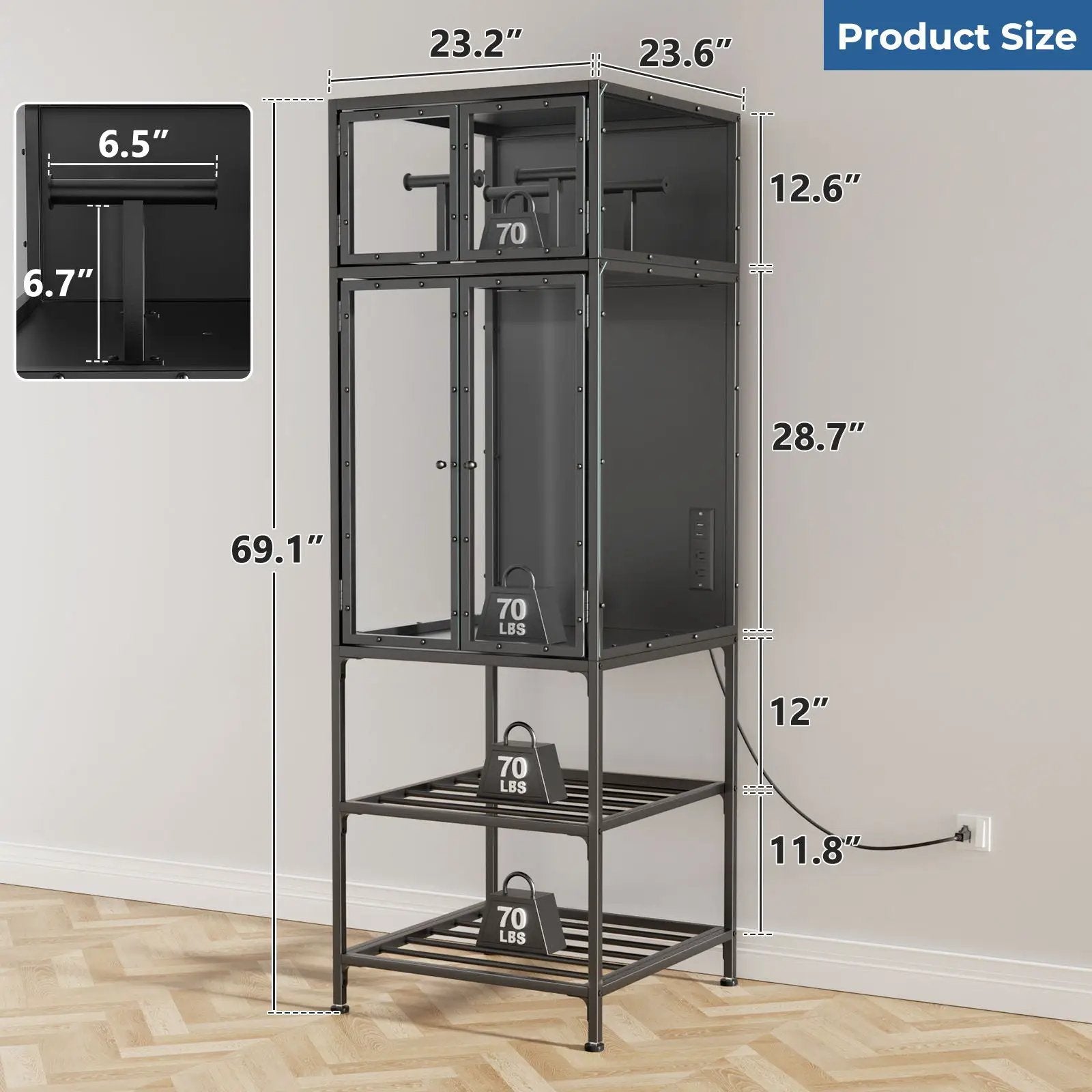 3D Printer Cabinet With Double Layer Filament Storage, T-Shaped Filament Bar, Noise Reducing And Dust Proof Design - Black by Unique Piece Furniture