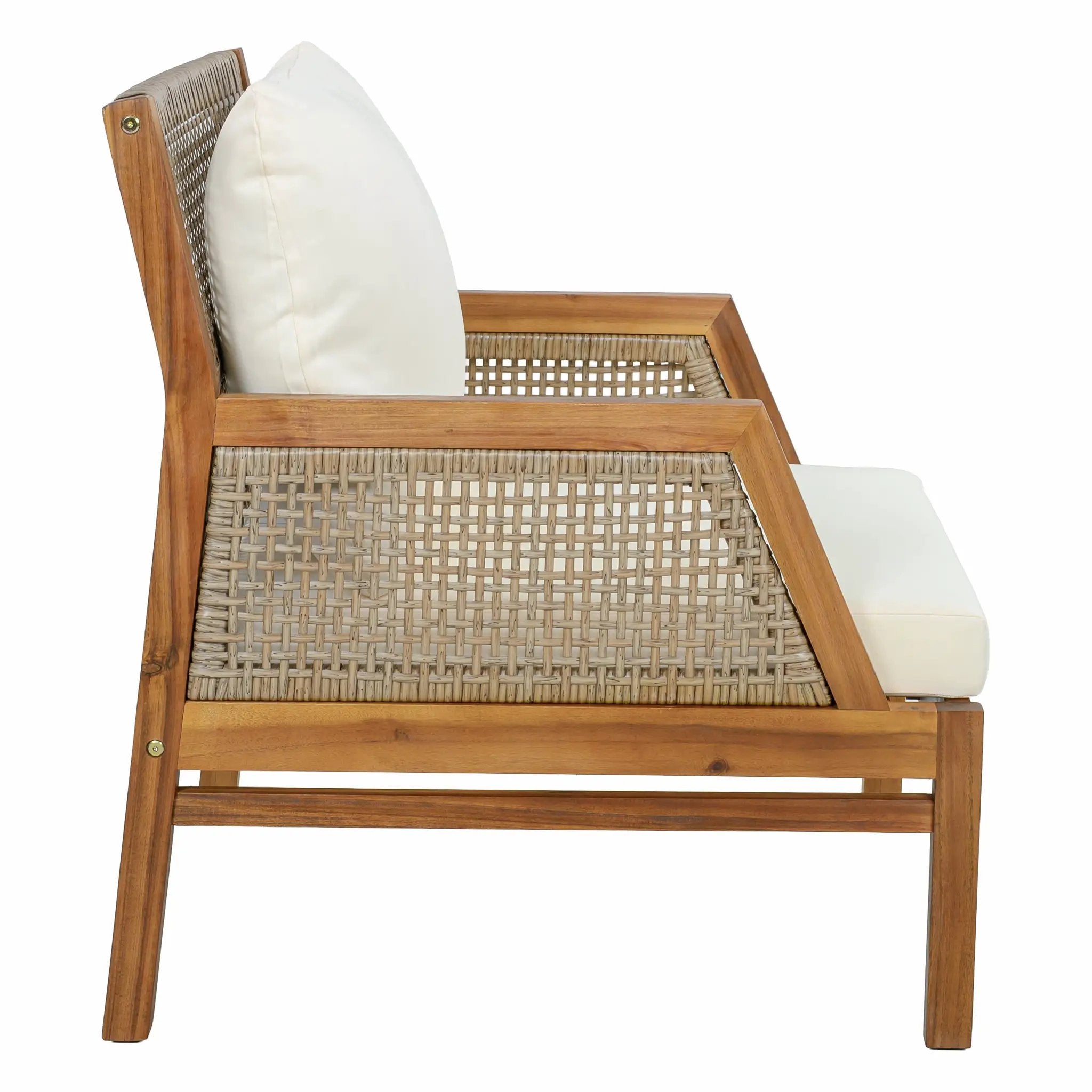 Acacia Wood Patio Furniture Club Chair with Outdoor Wicker by HouseOfZazla