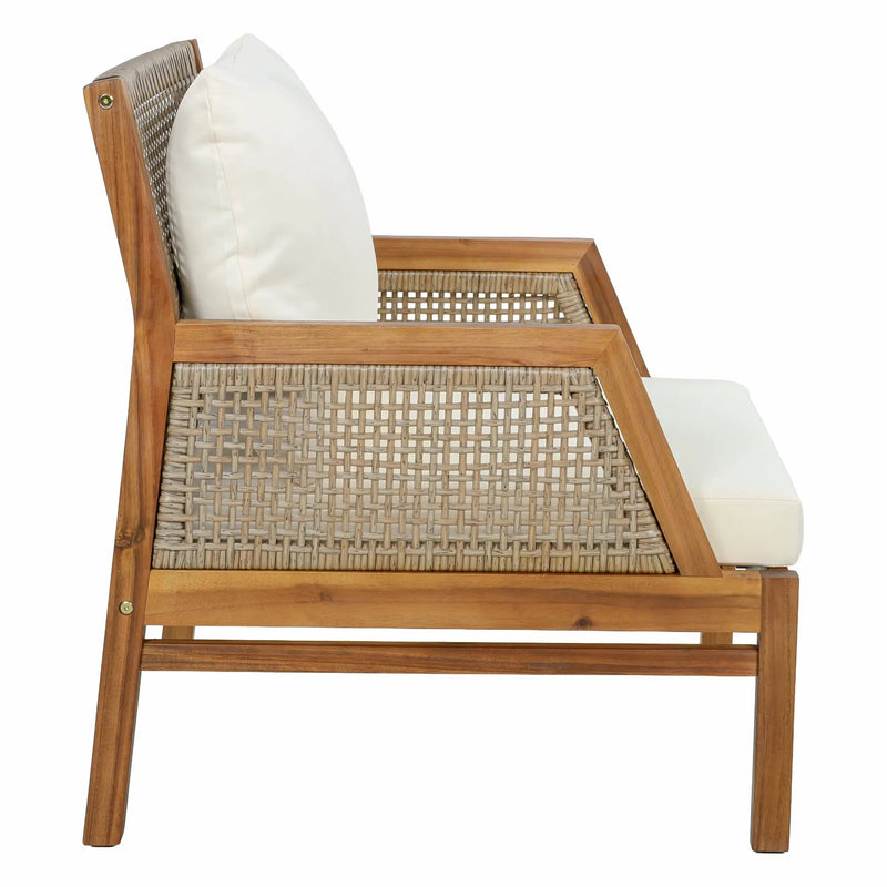 Acacia Wood Patio Furniture Club Chair with Outdoor Wicker by HouseOfZazla