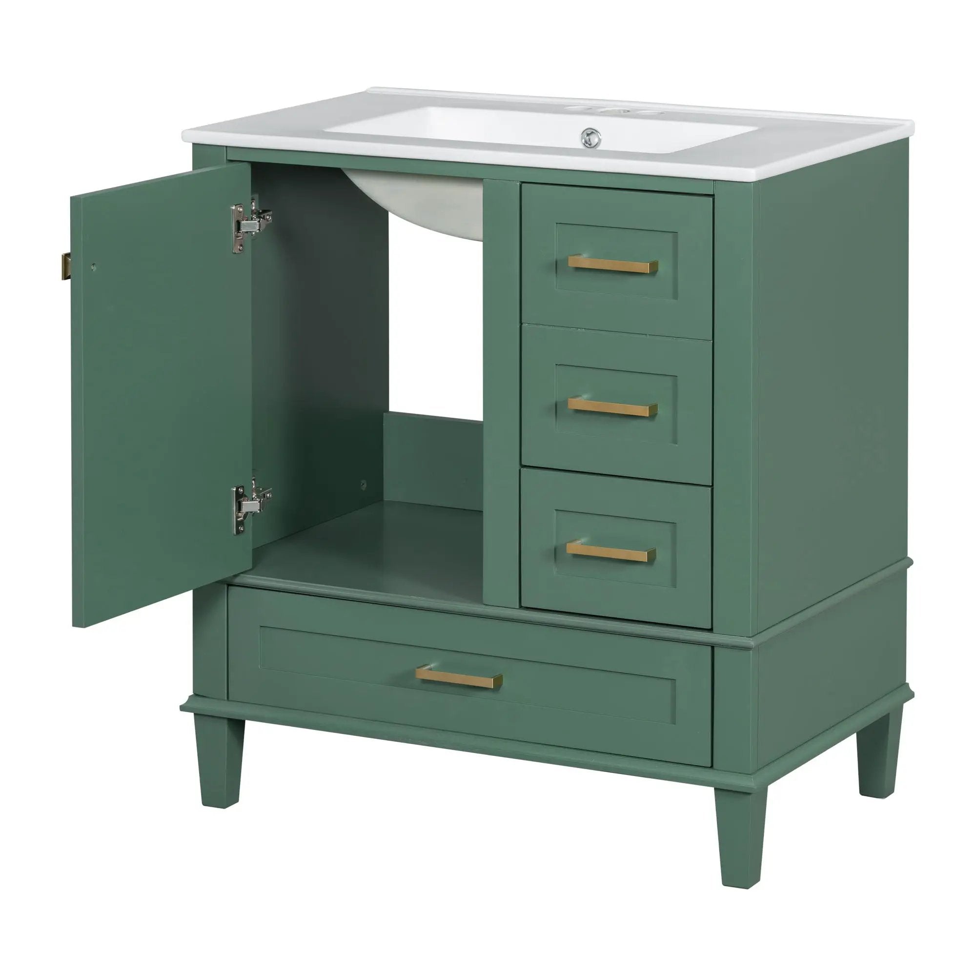 Bathroom Vanity, Modern Bathroom Cabinet With Sink Combo Set, Bathroom Storage Cabinet With A Soft Closing Door And 3 Drawers, Solid Wood Frame by HouseOfZazla