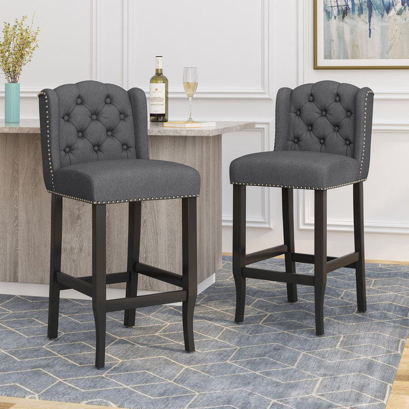 Vienna Contemporary Fabric Tufted Wingback Counter Stools (Set of 2) by HouseOfZazla