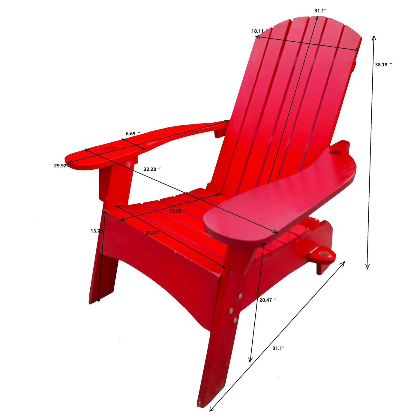 Outdoor Or Indoor Wood Adirondack Chair With An Hole To Hold Umbrella, On The Arm by HouseOfZazla