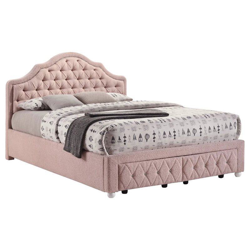 Robinette - Full Bed Upholstered Storage - Pink by HouseOfZazla