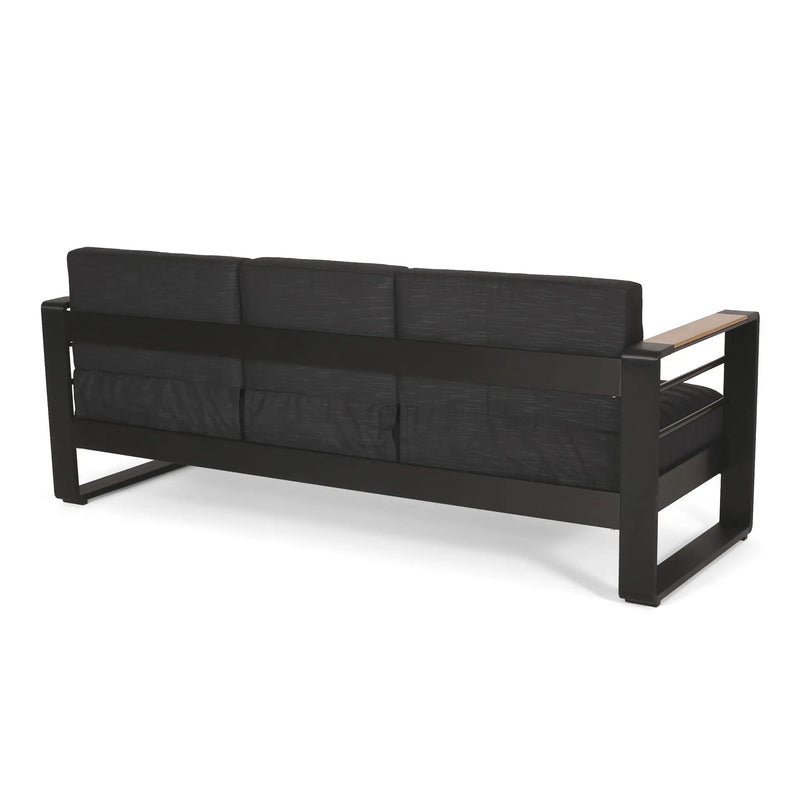 Giovanna 3-Seater Sofa with Aluminum Frame and Water-Repellent Cushions - Black by HouseOfZazla