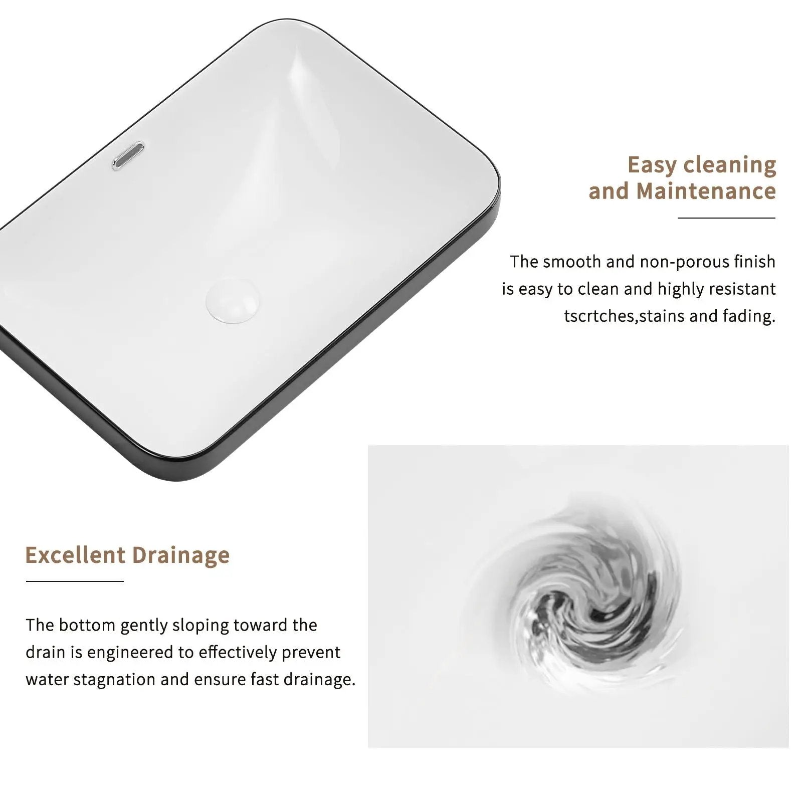 Undermount Bathroom Sink, Vessel Basin For Vanity Countertop - Black White by HouseOfZazla