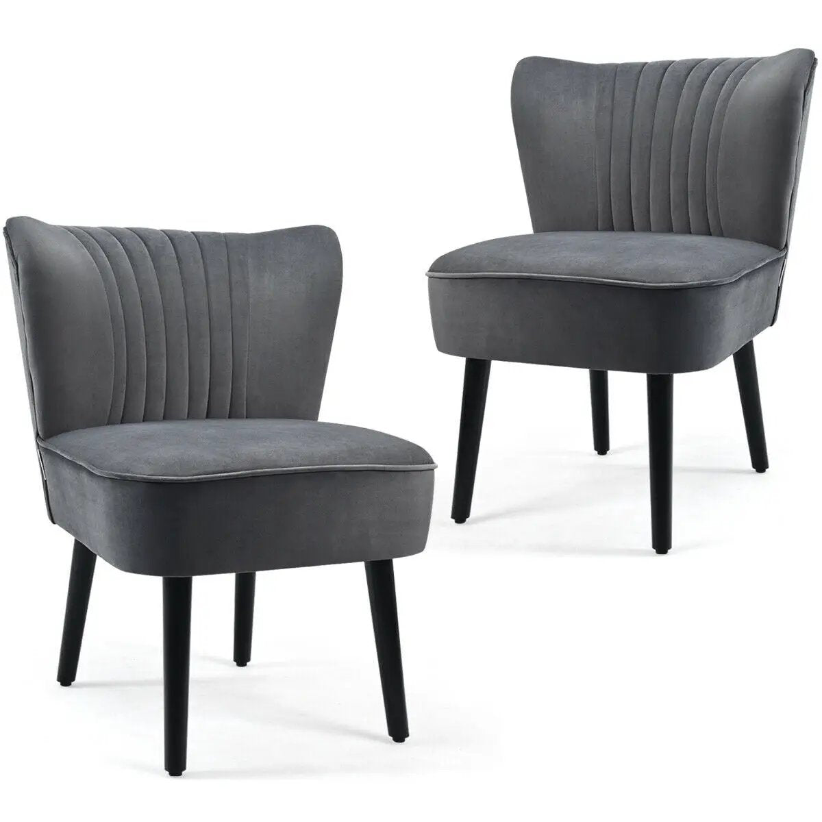 Set of 2 Upholstered Modern Leisure Club Chairs with Solid Wood Legs, photo 11 of 24