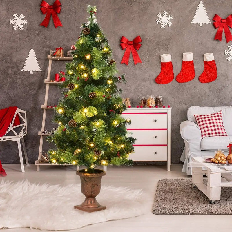 LED Christmas Tree with Red Berries Pine Cones by DirectDeals