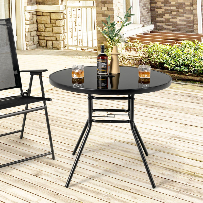 34 Inch Patio Dining Table with 1.5 inch Umbrella Hole for Garden by DirectDeals